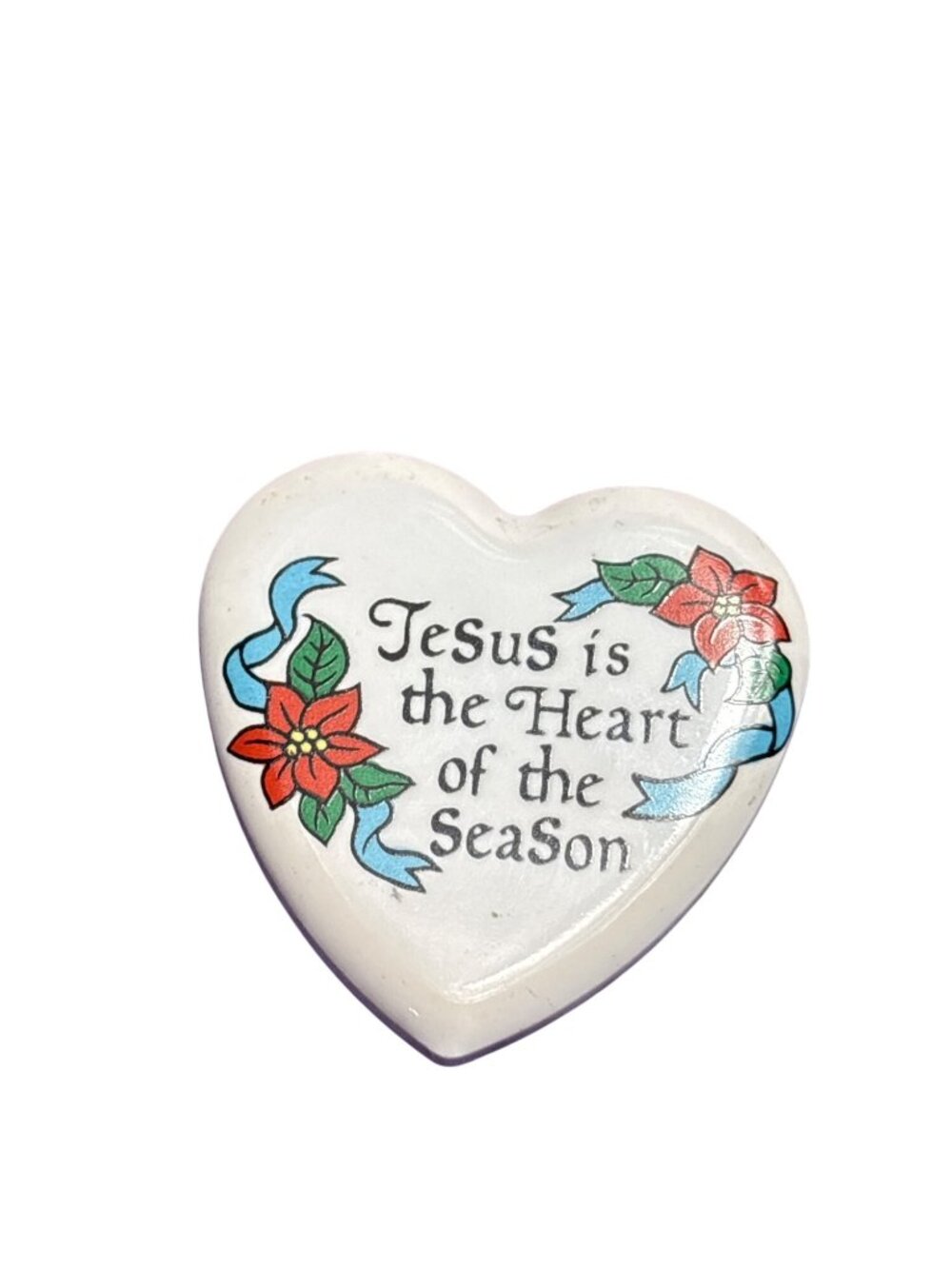 Vtg HOL Signed House of Lloyd Ceramic Heart Lapel Tack Pin Jesus is the Heart